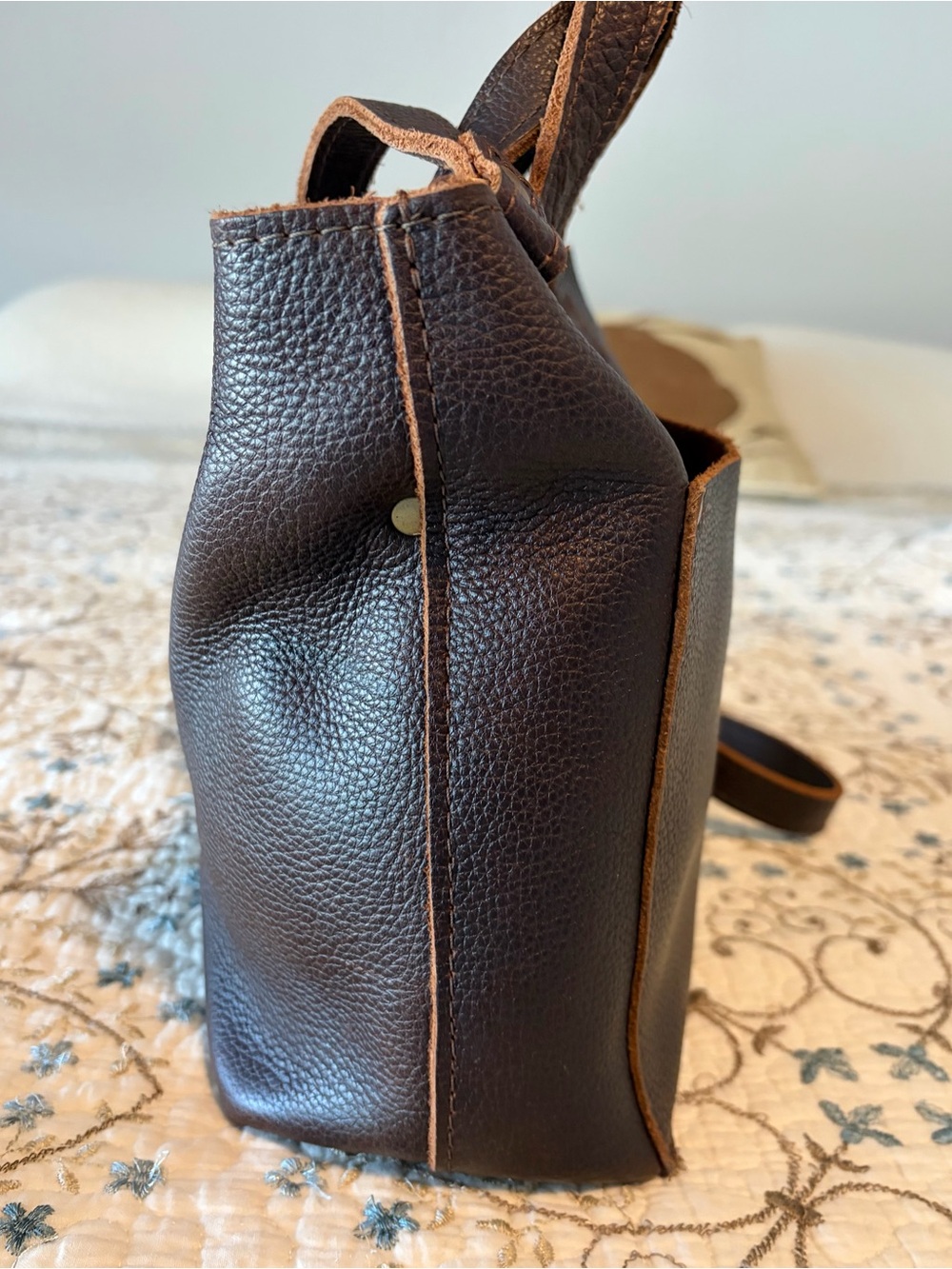 Portland Leather Goods Mini Leather Crossbody Bag Ziptop Color Coldbrew - Picture 9 of 12